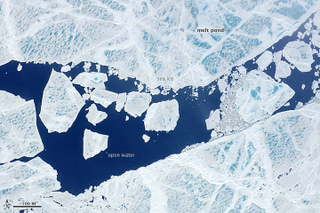 Illustration for article titled Melt Ponds on Ice Sheets Are Chillingly Beautiful